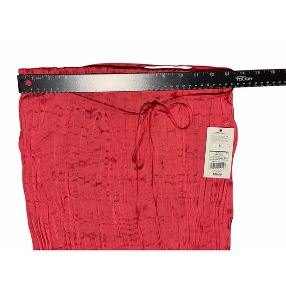A New Day Women's Pleated Crinkle Satin Maxi Skirt by A New Day Coral Small - Picture 12 of 13